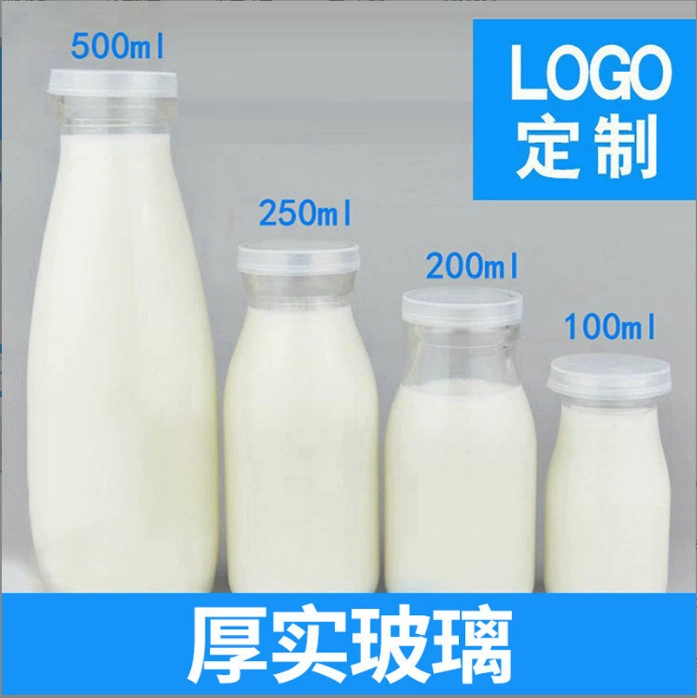 Фабрика Оптовая высокая термостойкость свежего молока бутылка йогурта пластиковая крышка прозрачная стеклянная бутылка Напиток Бутылка молока чай бутылка