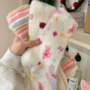 Cute Mink Velvet Socks Women's Thickened Autumn and Winter Warm Floor Sleep Socks Girls Stockings Mao Mao