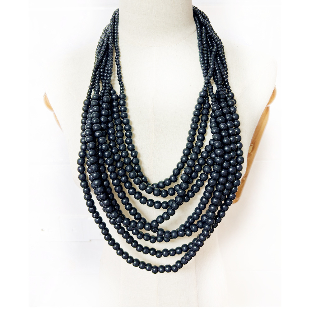 Wood Chain Material Casual Ethnic Style Simple Style Round Wood Wholesale Sweater Chain