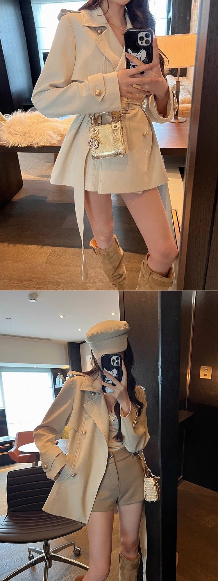 ng2510292 Spring New Korean-style Vintage Trench For Women, Slimming And Waist-cinching, Mid-length Coat_ecoleips.com