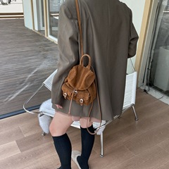 小众设计克罗元素磨砂真皮双肩包潮流简约时尚气质通勤mini单肩包