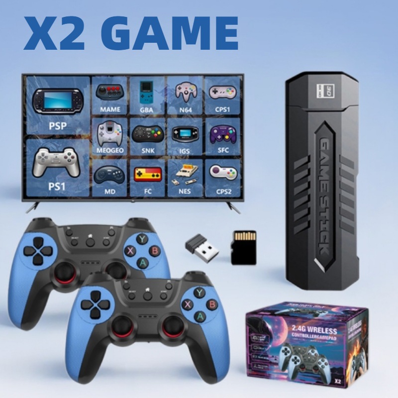 Cross-Border X2 Blue Tv Game Console Wireless High-Definition HDMI Home Handle Game Console Nostalgic Double Arcade Machine