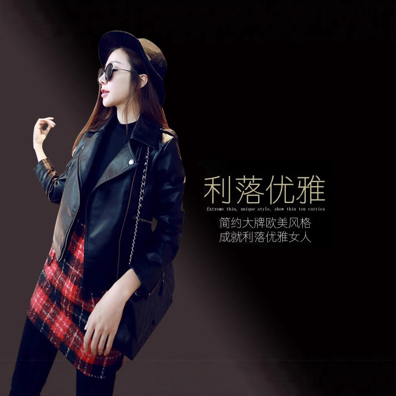 New Women's Outwear European and American Style Women's Leather Jacket Diagonal Zipper Motorcycle Leather Jacket Short Autumn Women's Leather Jacket Wholesale