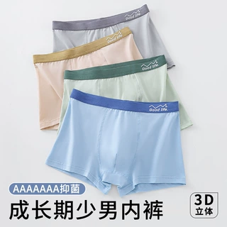 青少年内裤男抑菌纯棉平角初中高中生大码发育期专属中大童四角裤