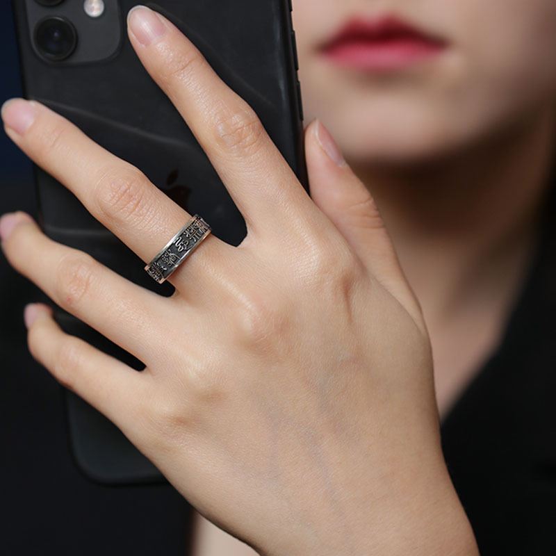 Geen taboes, geschikt voor alle gelegenheden, gepersonaliseerde trendy verstelbare vintage geluksring in Chinese stijl voor de wijsvinger._voghion.com