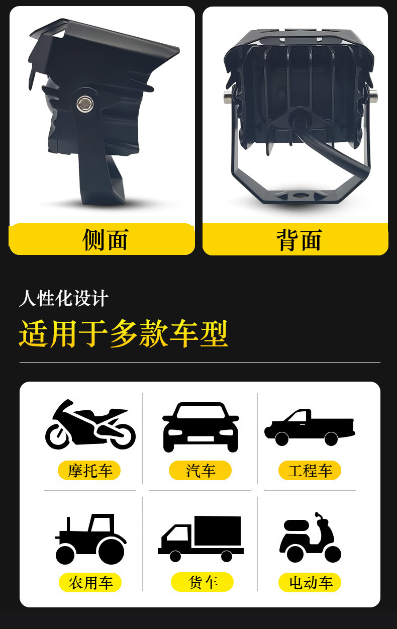 Motorcycle Spotlight with Strong Light and Lens, Electric Vehicle Modification, High and Low Beam Road Lighting, Ultra-Bright Concentrated Led Light