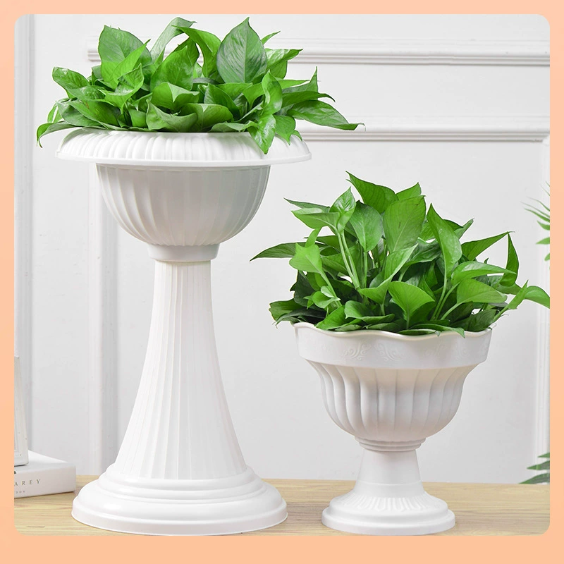 Пластиковый цветочный горшок ⇞ Пластиковый креативный большой контейнер для выращивания овощей, садоводства на балконе во дворе, гидропонных цветочных горшков, суккулентов снаружи W18
