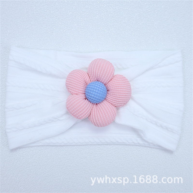 Diadema elástica para bebés, flor de cinco pétalos, accesorio suave para recién nacidas