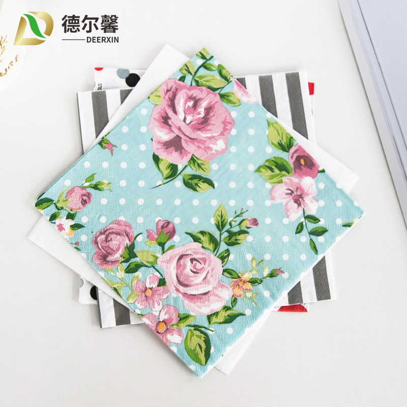 出口订做方形彩色印花纸巾 定制LOGO印花餐巾纸酒店餐厅咖啡纸巾-阿里巴巴
