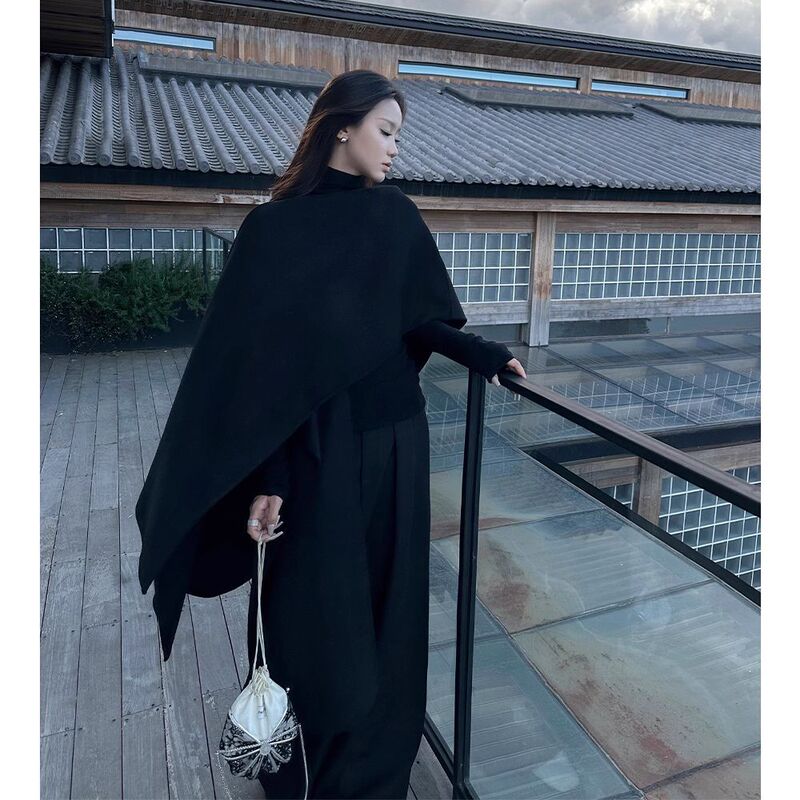 赫本双面呢高级感大衣女2025年新款风衣斗篷毛呢外套秋冬长款|undefined