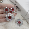 Ruby set, necklace and earrings, retro ring, design zirconium, small pendant, light luxury style