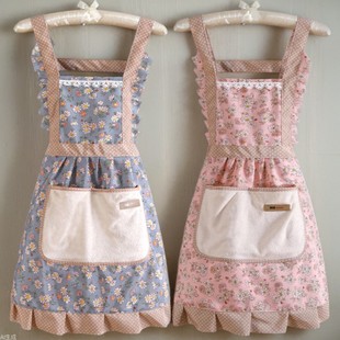 Cotton Apron Kitchen Household Hand Wiping Pure Cotton Women's 2021 New Style Internet Celebrant Princess Cooking Waist Work Clothes