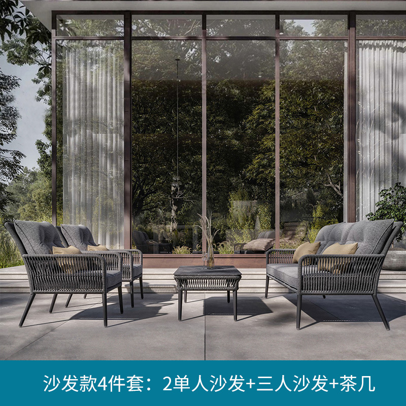 silla de caña al aire libre patio residencial jardín de ocio combinación de villa balcón impermeable al aire libre mesa de comedor de caña silla