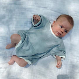 跨境高品质婴儿包屁衣夏短袖亚马逊热销新生儿纯色三角爬服连体衣