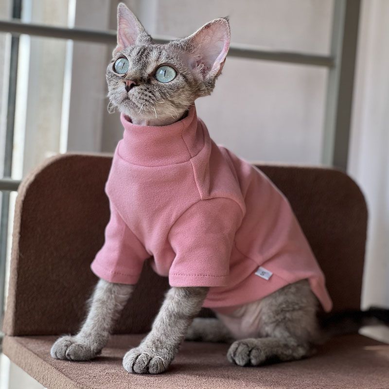 春秋冬季猫咪柔软打底衫无毛猫衣服斯芬克斯德文保暖宠物高领
