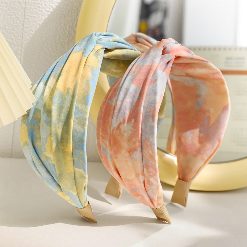 2024 Korean-style New Arrival Knotted Hairband Fashionable Tie-Dye Fabric Headband Hair Clip for Women—Instagram-Famous Design, Perfect for Washing Your Face, Exudes High-End Elegance