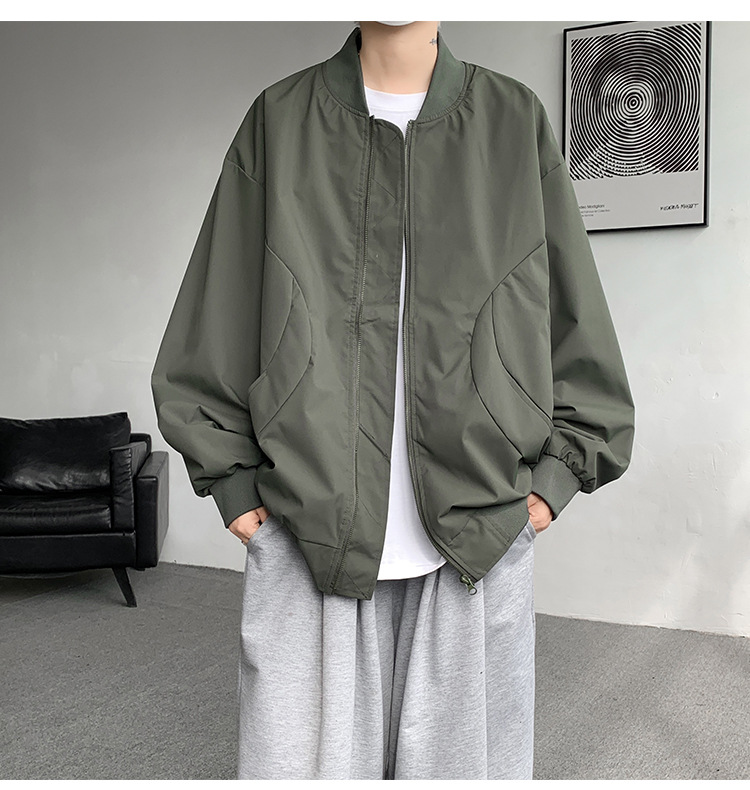 Men's Pilot Baseball Jacket American Style Spring Autumn Green_voghion.com