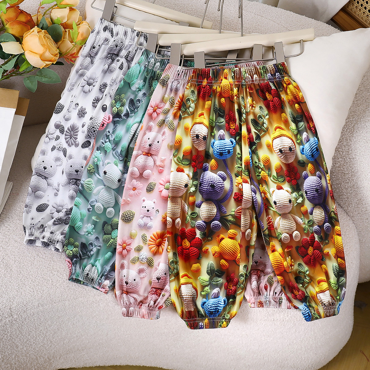 Summer New Children's Anti-Mosquito Pants for Boys and Girls, Casual Thin Jogger Pants, Korean Style Loose Lantern Pants, Sleep Pants