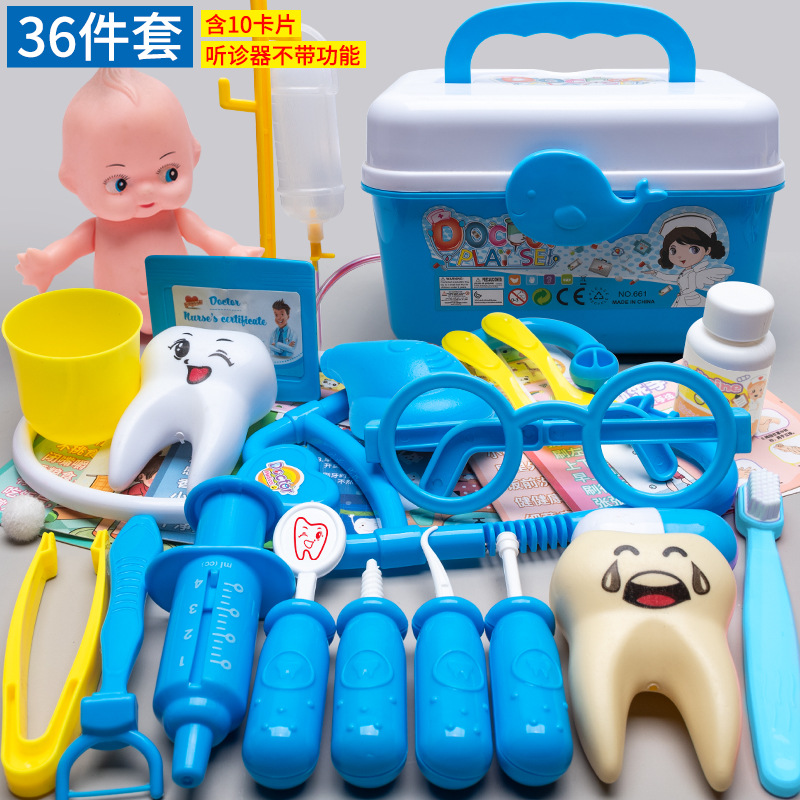 Los niños juegan a las casitas pequeño doctor juego de juguete chica enfermera herramienta inyección caja médica estetoscopio Masculino