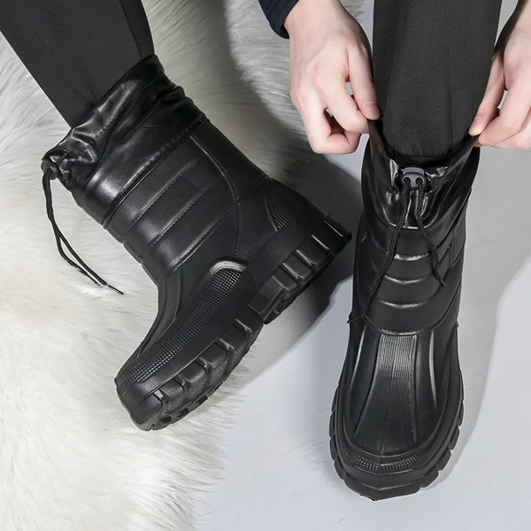 Men's winter long tube snow boots plus velvet warmth and thickened…