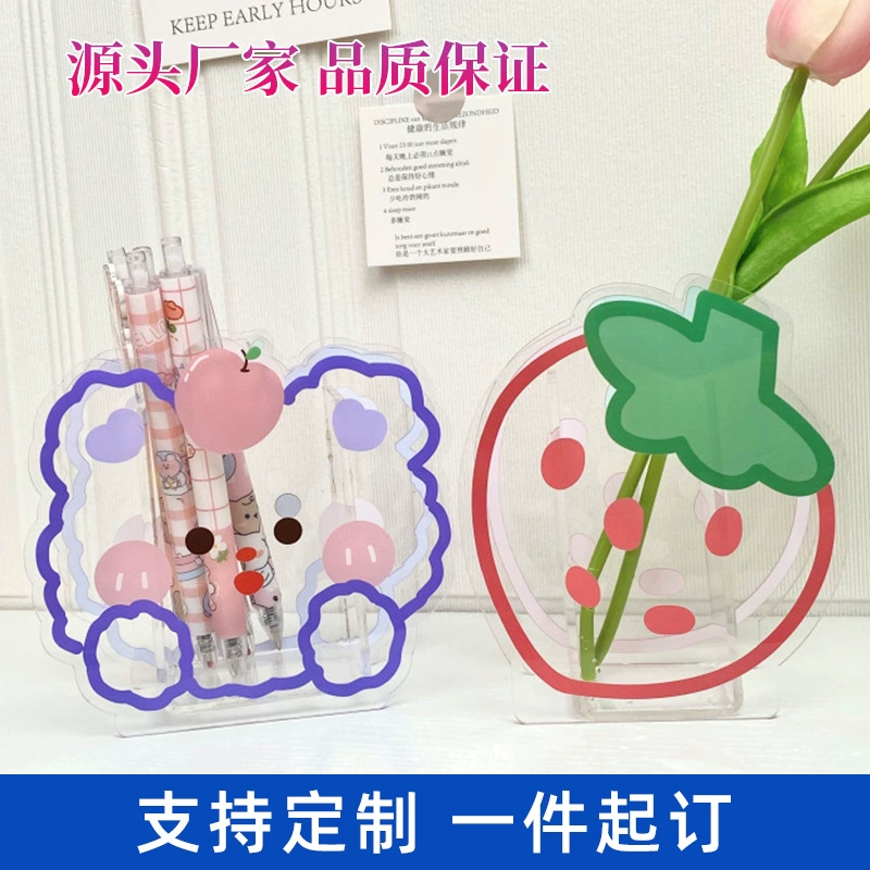 Акриловый держатель ручки оптом творческий мультфильм простые Канцелярские Товары девушка сердце настольное украшение коробка для хранения кисти для макияжа на заказ