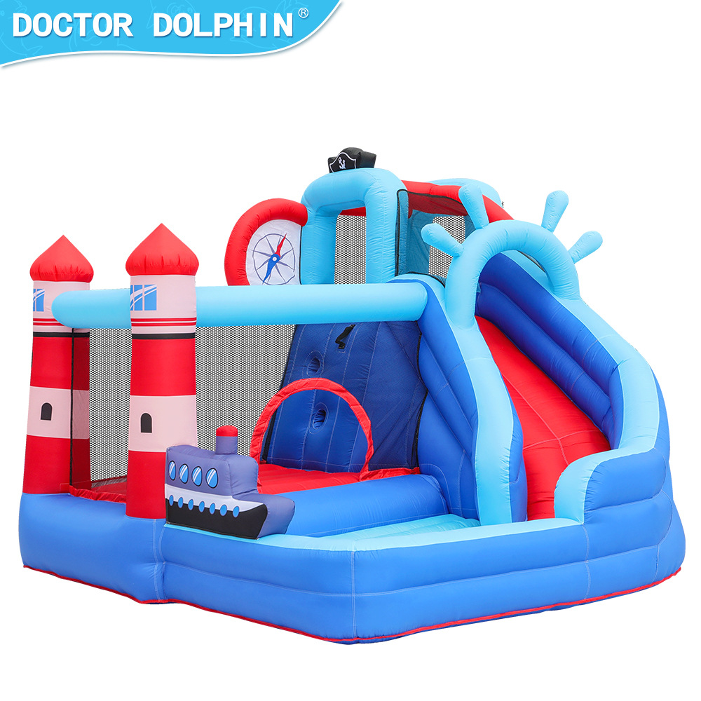 Doctor Delfín | Castillo inflable pequeño para uso doméstico, estilo faro, castillo inflable para niños, castillo de juegos familiar, castillo inflable.