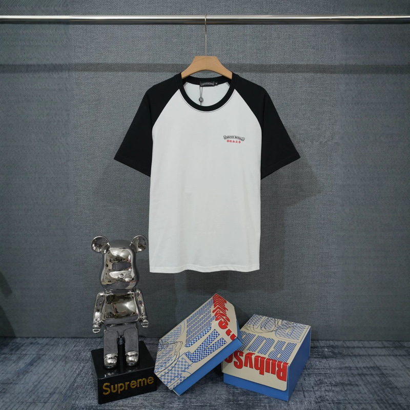 Ch Cross-Border Collection of Short-Sleeved Black and White Letter-Printed Shirts with Cro Letters