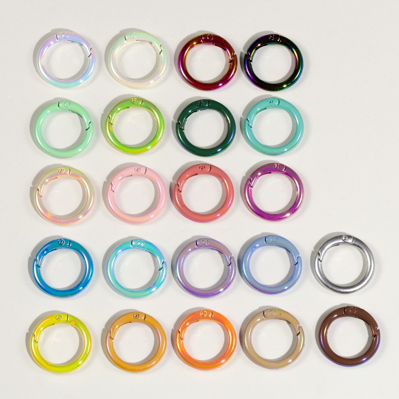 Color hebilla de resorte anillo de chapado uv anillo de división anillo de resorte llavero accesorios de bricolaje anillo de conexión de aleación