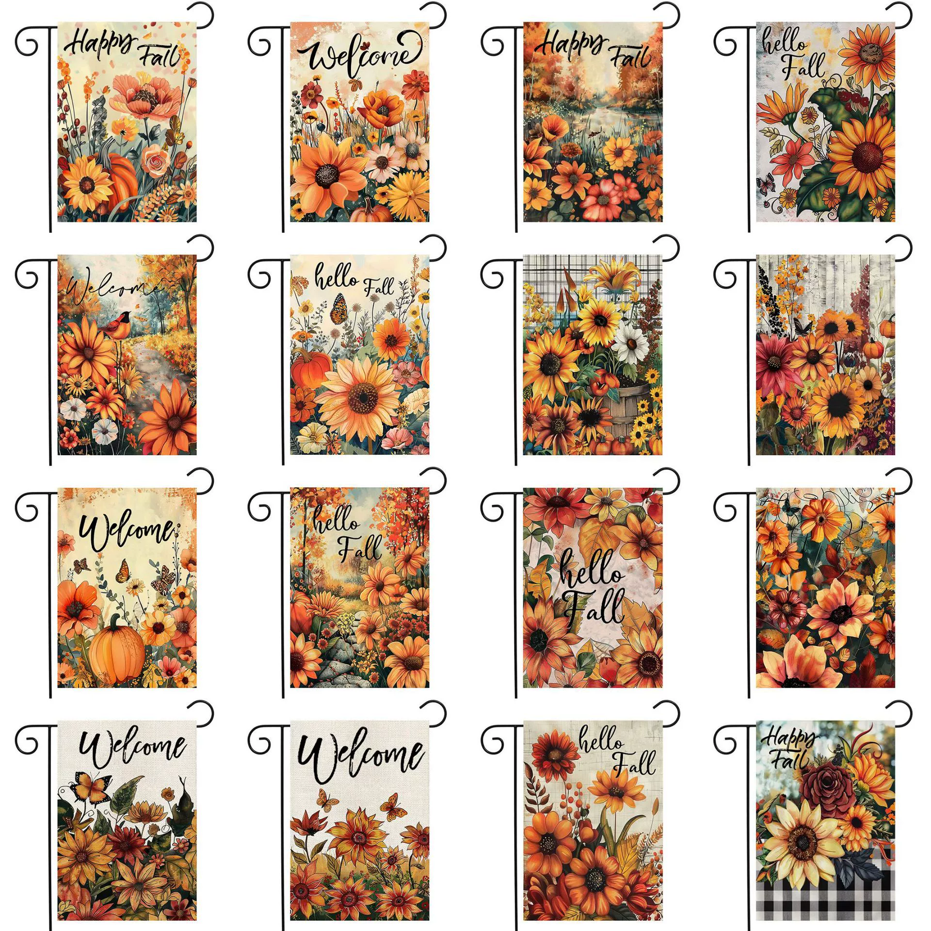 Трансграничный новый осенний садовый флаг, осенний цветок, уличное украшение для фермы, льняной двусторонний садовый флаг