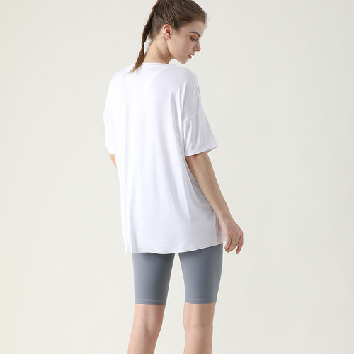  Summer New Women's Loose Fit Quick-Dry Yoga Top Breathable T-Shirt Fitness Shirt Cover-up