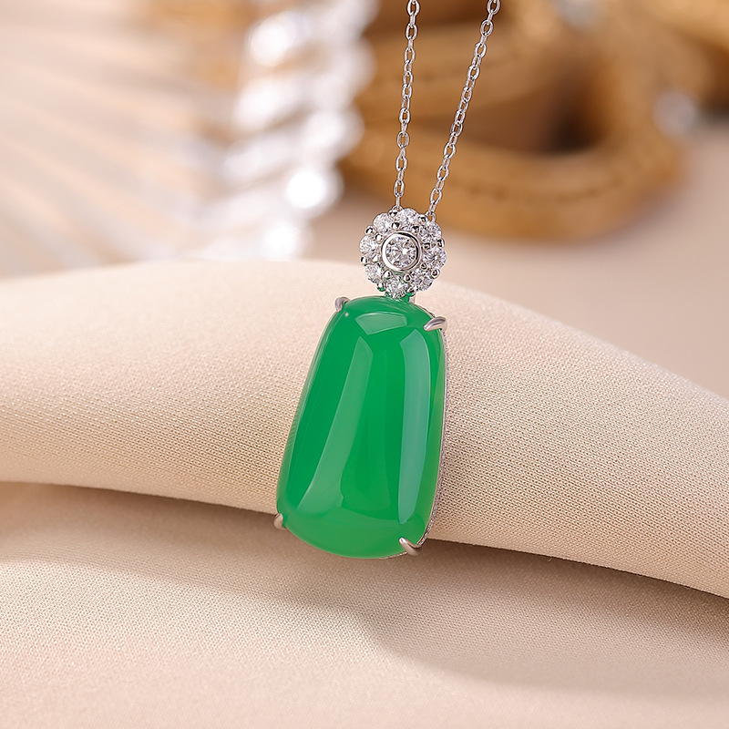 Mặt dây chuyền bạc S925 hình ngọc tủy vô sự, phong cách nhẹ nhàng sang trọng — Mặt dây chuyền đơn (không bao gồm chuỗi)