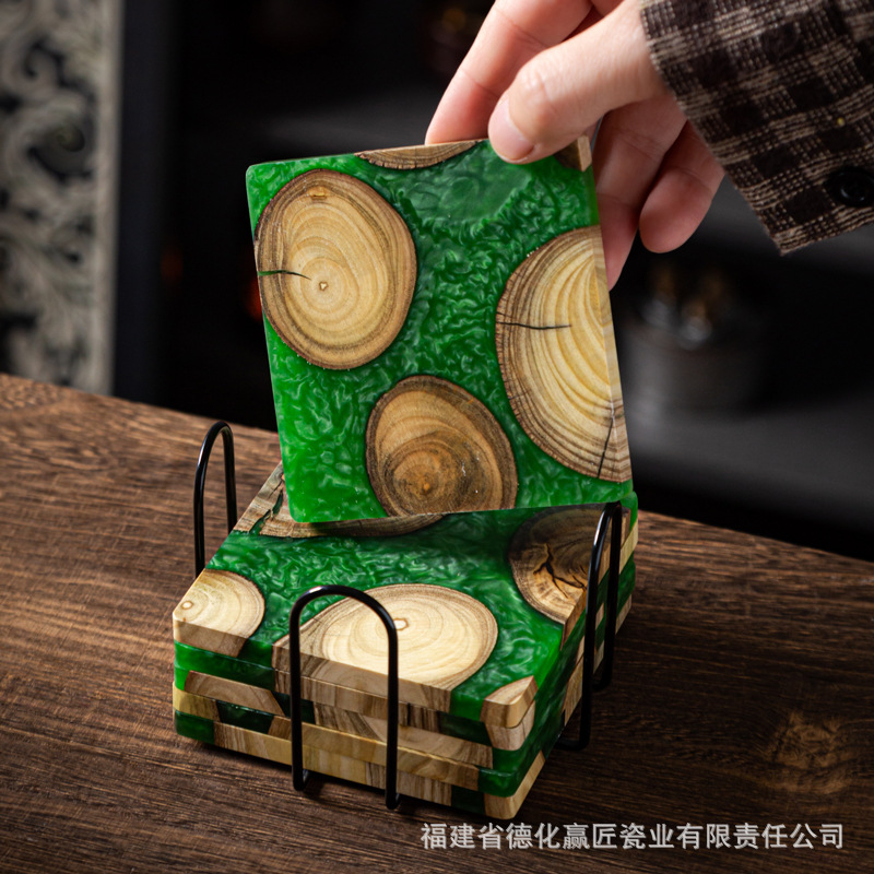Zen boj tinta mesa de burbujas secas bandeja de té bandeja de madera almohadilla de aislamiento térmico para el hogar soporte de olla resina bandeja de té multifuncional simple