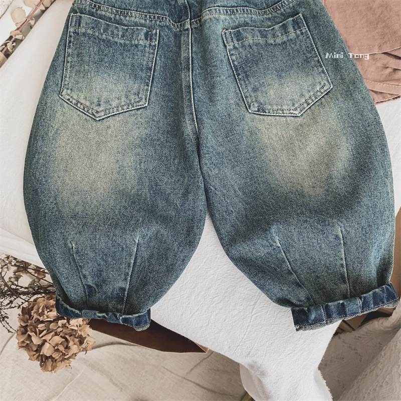 Ropa infantil jeans retro para niños, niños y niñas, pantalones casuales sueltos para bebés, pantalones de rábano de primavera y otoño image 4