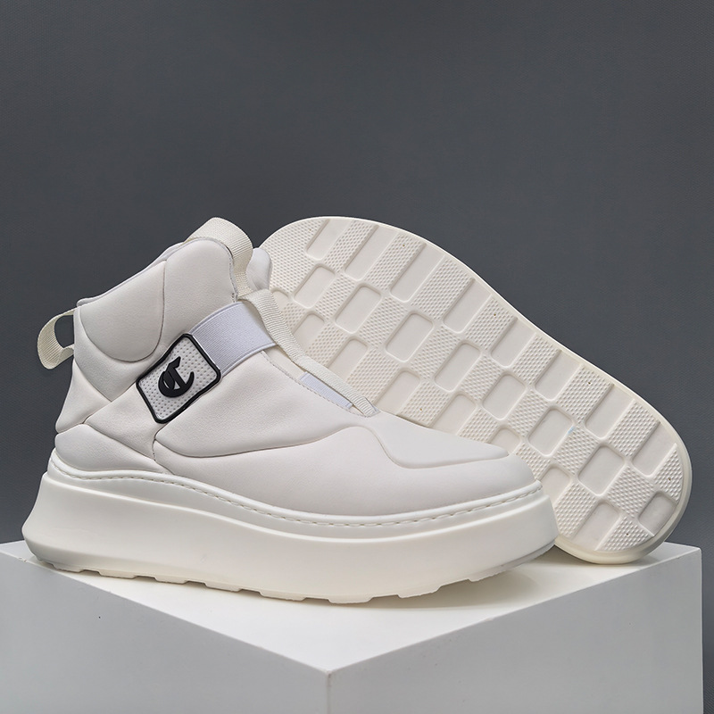 Men's high-top casual shoes top layer cowhide thick-soled board shoes men's fashionable shoes autumn and winter European station high-top men's shoes