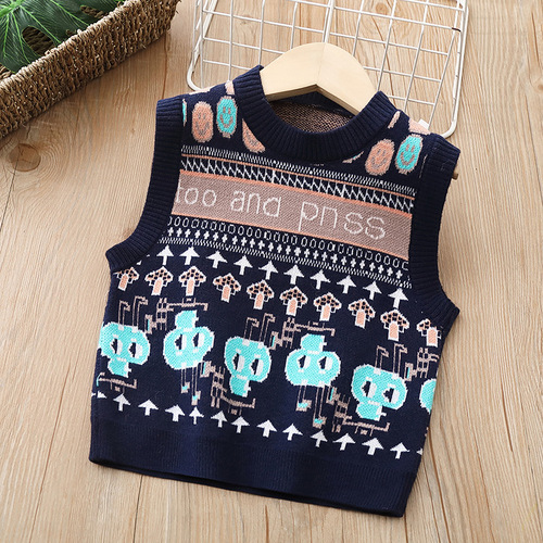 Children's Vest Sweater Knitted Vest Boys' Girls' Vest  Spring and Autumn New Outerwear Warm Waistcoat 