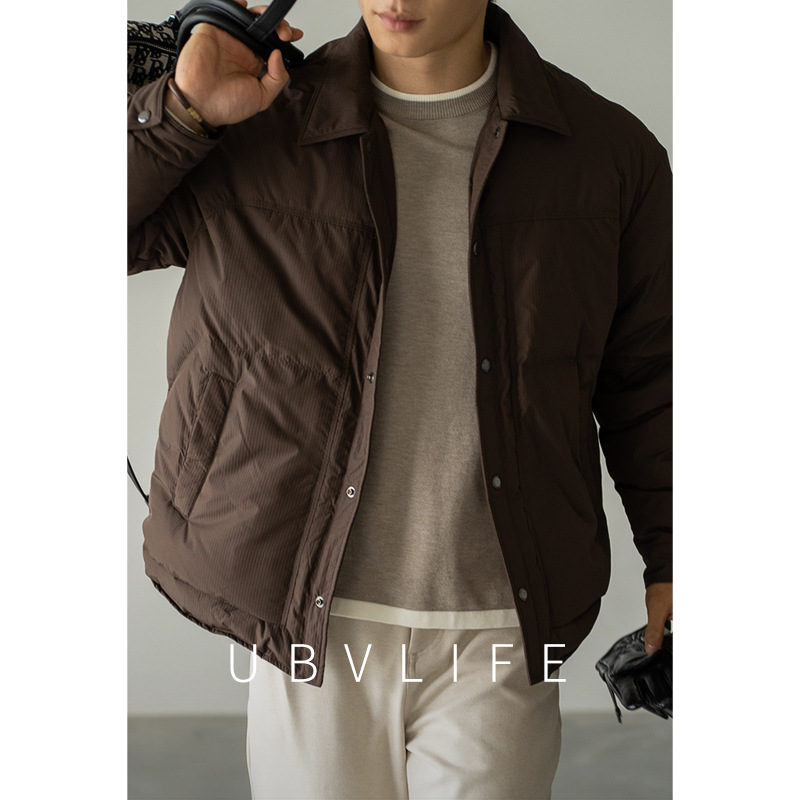 Windproof 90 White Duck down Lapel Short down Jacket for Men 2025 Autumn and Winter Fleece-Lined Thickeneded Warm New Casual Jacket