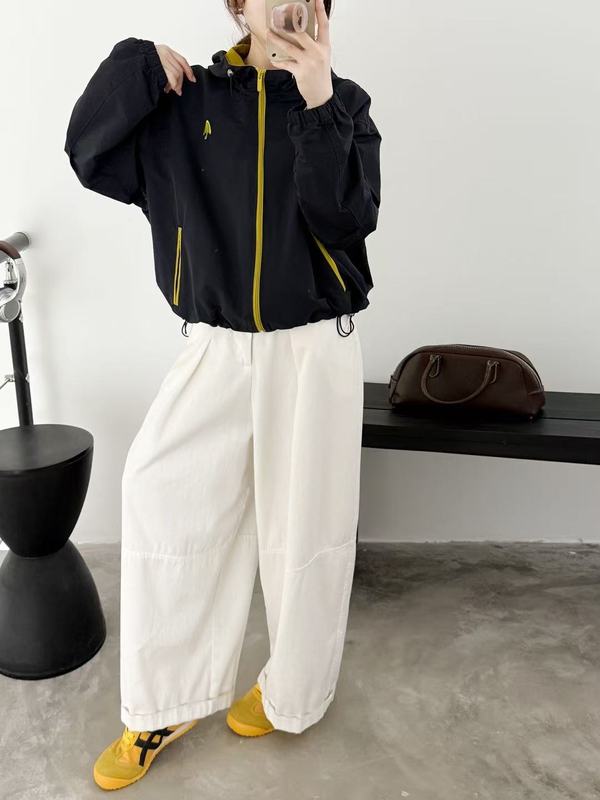 25年秋款外套连帽刺绣小雨伞学院风宽松休闲韩版连帽外套上衣外套|undefined