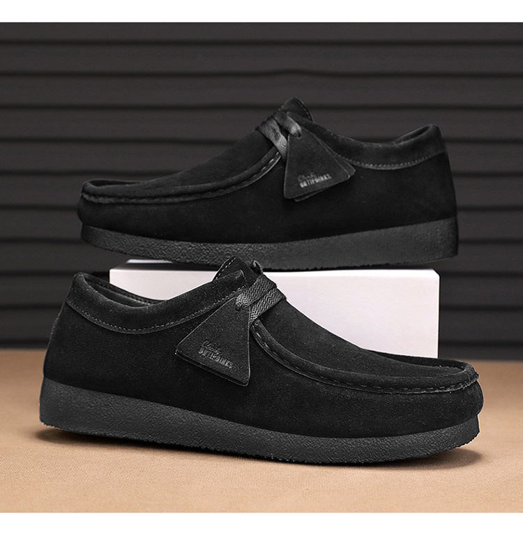 Giày lười nam da lộn mềm đế bệt kiểu mới, giày slip-on mũi tròn thoáng khí — Kaki, màu xám, màu đen chi tiết 19