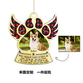 跨境代发宠物纪念木质工艺品挂件自定义图片彩印猫狗木制挂饰品