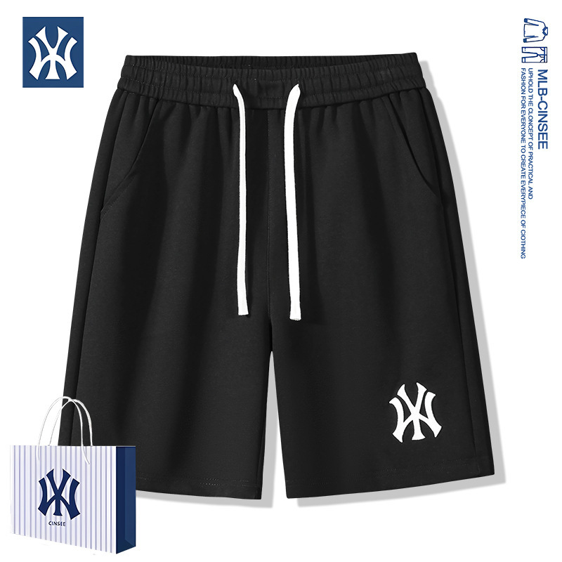 mlb&ny2025 夏アメリカのトレンディなブランドの男性と女性の刺繍入りカジュアルショーツファッショナブルで多用途な男性用ルーズクォーターパンツ|undefined