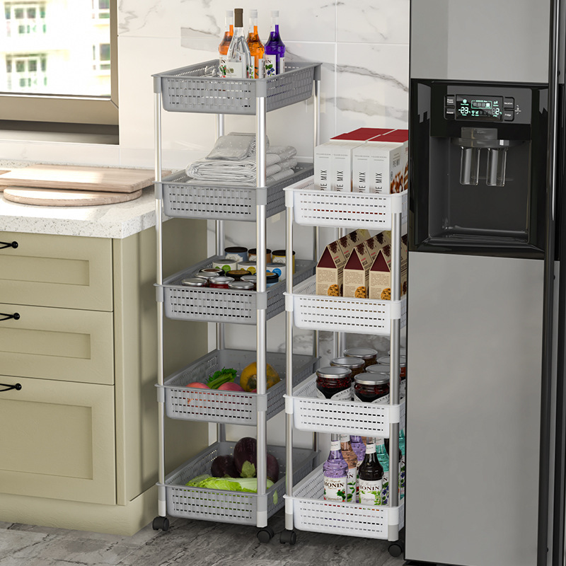 Kitchen Storage Rack Spice Rack Aluminum Alloy Multi-Layer Household Cabinet Fruit and Vegetable Basket Bathroom Storage Rack Nordic Style