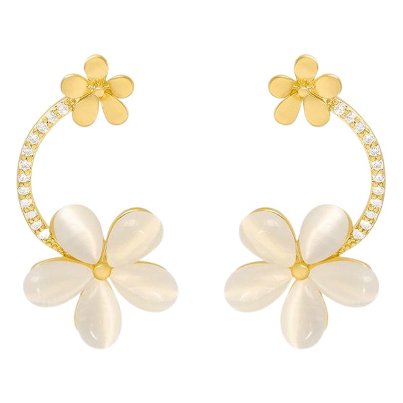 925 aguja de plata Corea del Sur Dongdaemun elegante nuevos pendientes geométricos pendientes de ópalo nuevos pendientes personalizados