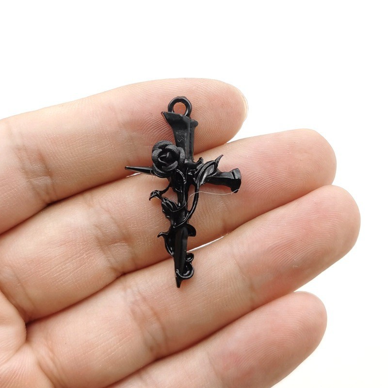 1 Piece Alloy Cross Rose Polished Pendant display picture 5