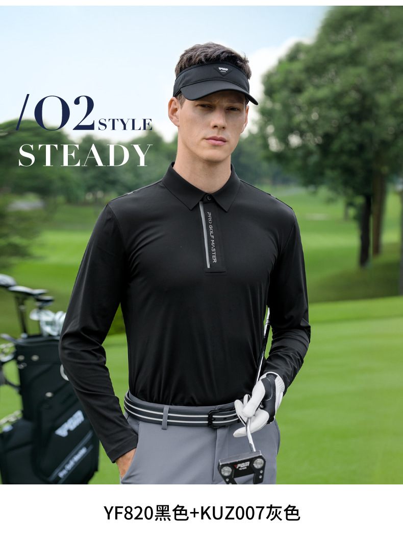 Áo polo nam dài tay golf cao cấp co giãn, nhanh khô thoáng khí — Tay áo dài màu trắng [cổ áo liền mạch/lỗ thông gió bằng laser/hút ẩm và khô nhanh] YF820 chi tiết 19