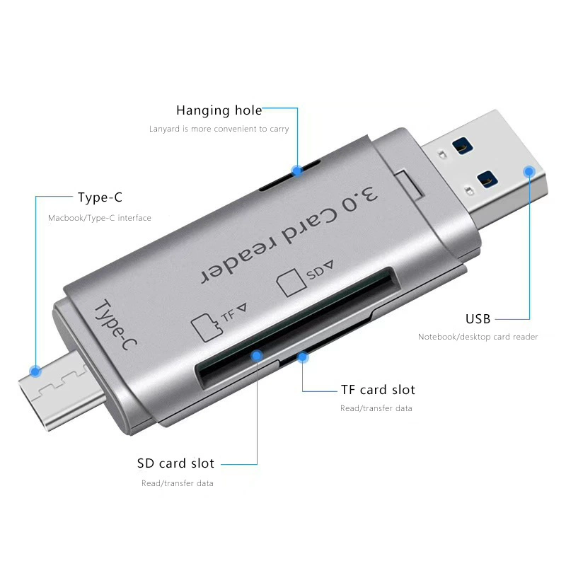 Мультимодульный USB 3.0 для компьютера DM-HC100, считыватель карт памяти Type-C для Android телефона и планшета, SD/TF