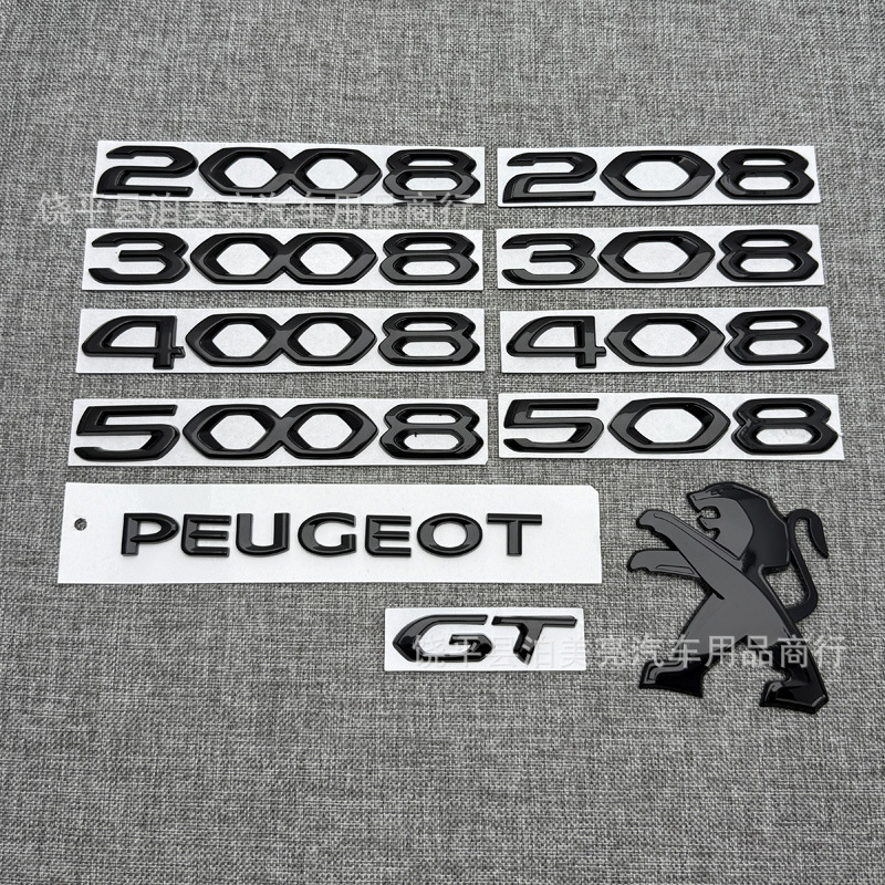 Aplicable Peugeot modificado estándar de cola estándar inglés estándar negro 308 408 307 407 5007 número del maletero