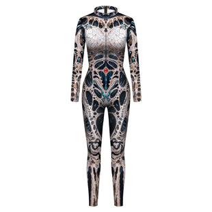 Cross-Border Foreign Trade New Product Halloween Women's Tights Digital Printing Spoof Jumpsuit Women's Clothing Bodysuit