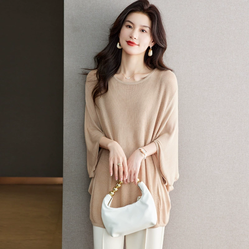 Свитер из ледяного шелка с тонким топом летом высокого уровня