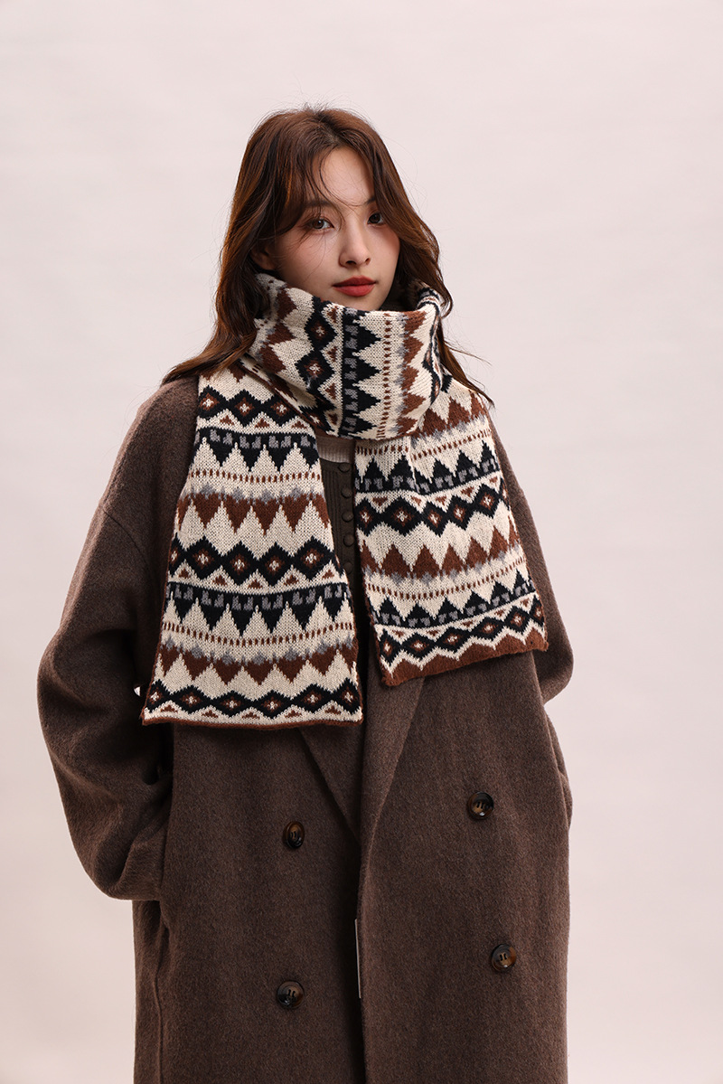Jacquard Herbst Winter, koreanische Version und Hut, zweiteiliges Set, Schal für Frauen, vielseitig, Studentin, Paar, warmer Schal_voghion.com