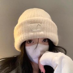 大头毛线帽子女秋冬季宽松保暖堆堆冷帽大脸显脸小护耳可爱针织帽